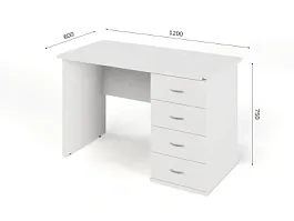 UNITY РС06-12 R Белый Стол однотумбовый Правый 1200х600х750 - Фото предпросмотра