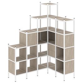 Loft Угловой внутренний стеллаж наборный VR.L-44 Дуб аттик/Белый металл 1694*1278*2280 - Фото предпросмотра