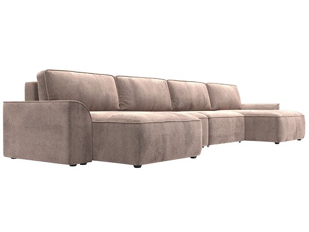Диван п-образный Лига-048 НПБ лонг Велюр бежевый - Вид 3