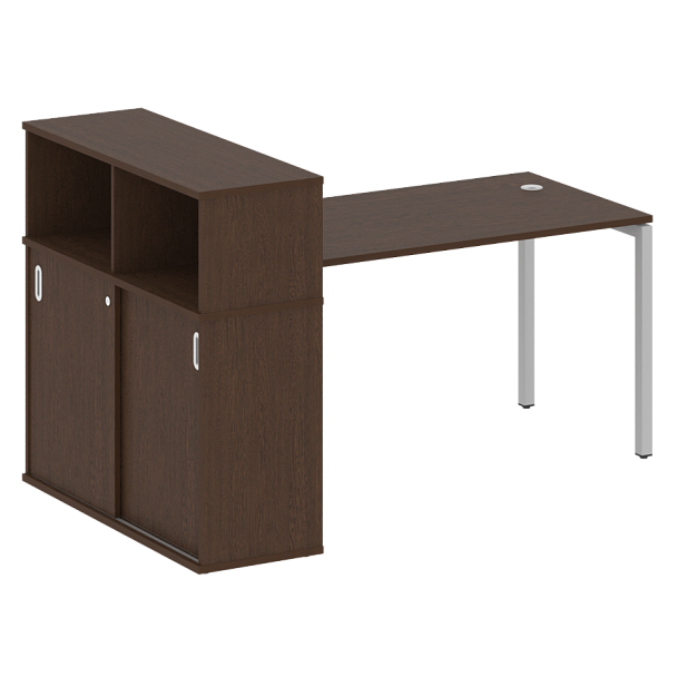 Metal System Quattro Стол письменный с шкафом-купе на П-образном м/к 40БП.РС-СШК-3.3 Т Венге/Серый металл 1810*1120*1098 - Вид 1