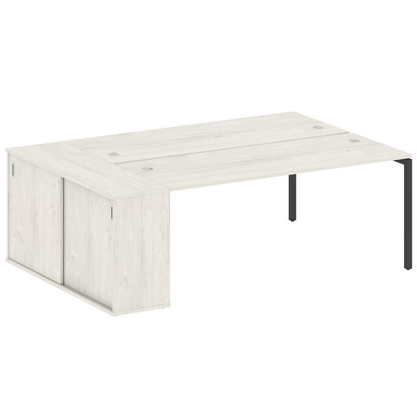 Metal System Quattro Р. ст. с шкафом-купе на П-образном м/к 40БП.РС-СШК-1.5 Т Дуб наварра/Антрацит металл 2210*1475*750 - Вид 1