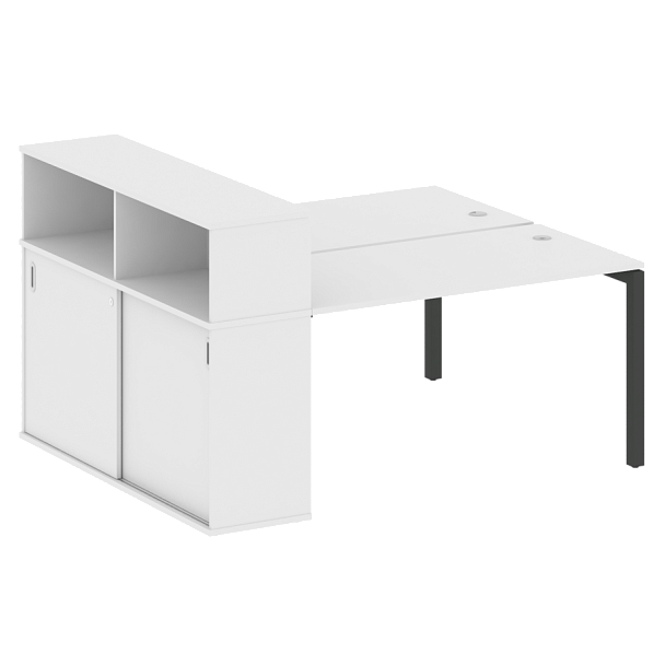 Metal System Quattro Р. ст. с шкафом-купе на П-образном м/к 50БП.РС-СШК-2.3 Т Белый/Антрацит металл 1810*1475*1098 - Вид 1