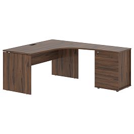 Стол эргономичный с тумбой EDCET 1518(R) Дуб Денвер тёмный/Черный 1560х1880х750 EDIS - Фото предпросмотра