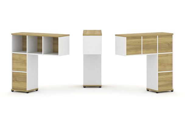 Concept Надставка низкая CN.ONN-003 Дуб Винченцо/Белый Бриллиант/Металл Черный 1099*365*1130 - Вид 1