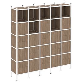 Loft Прямой стеллаж наборный VR.L-10 Дуб аризона/Белый металл 2110*446*2280 - Фото предпросмотра