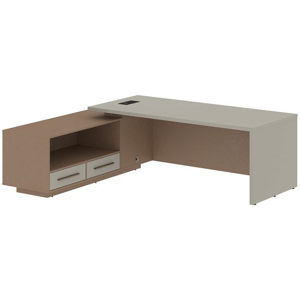 Стол руководителя с тумбой VCT 2319(L) Аметист/Бронза браш/Кобра 2300х1900х750 VELION - Вид 1