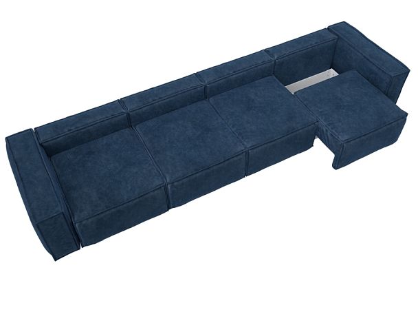Диван прямой Лига-081 НПБ МегаЛонг Велюр синий - Вид 7