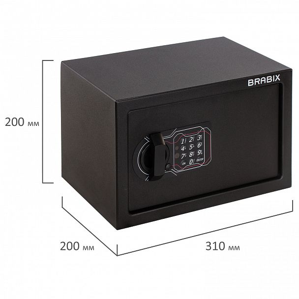 Сейф мебельный BRABIX "SF-200EL", 200х310х200 мм, электронный замок, черный, 291145, S103BR211214 - Вид 8