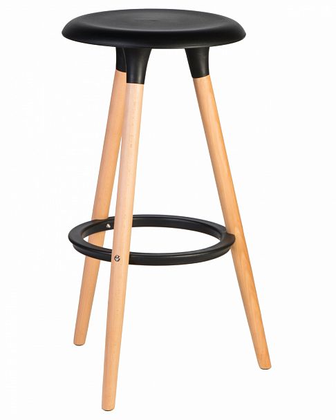 Табурет барный DOBRIN ROYCE (ножки светлый бук, цвет чёрный (B-03)) - Вид 1