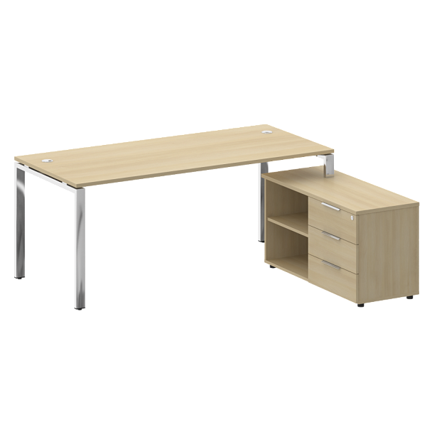 Metal System Direct Стол руковододителя с тумбой правый БГ.СРТ-5.8 (R) Акация/Нерж. сталь 1900*1620*750 - Вид 1