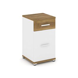 Concept Тумба опорная/приставная 1 ящ.+1 распаш. фасад CN.TUO-005 W Сандал Янтарный/Белый Бриллиант/Металл Белый 420*420*750 - Фото предпросмотра