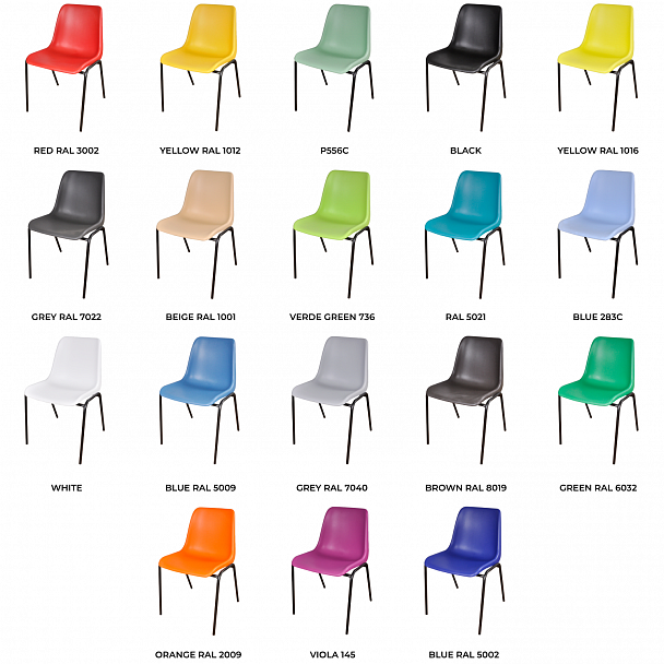 Стул Vicenza (4 ножки) Каркас черный, светло-синий, стопируемый - Вид 2