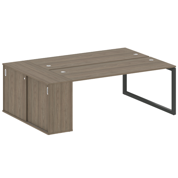 Metal System Quattro Р. ст. с шкафом-купе на О-образном м/к 50БО.РС-СШК-1.5 Т Вяз/Антрацит металл 2210*1475*750 - Вид 1