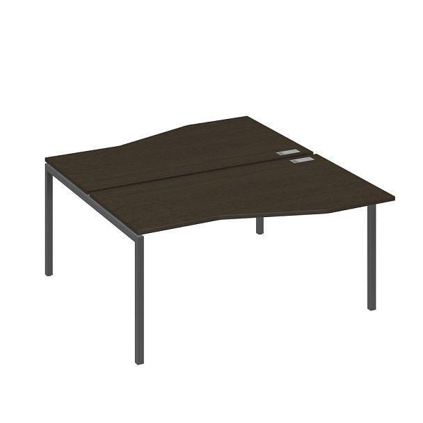 Станция со столами Техно эргономичными (2х160) каркас DUE A4 А4 Б2 191 БП венге / металлокаркас антрацит - Вид 1