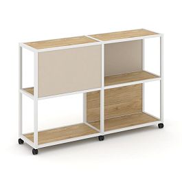 Shelf Mobile Стеллаж 3 уровня 2 секции VR.LT-STK-313.06 Тиквуд Светлый/Металл Белый/W-04 1170*400*1046 - Фото предпросмотра