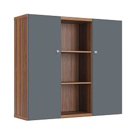 Шкаф средний с распашными дверьми Zion 140x42x129 орех селект - Фото предпросмотра