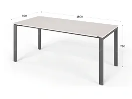 UNITY РМС8-18 ДУБ МОЛОЧНЫЙ Стол на металлокаркасе прямой 1800х800х750 - Фото предпросмотра