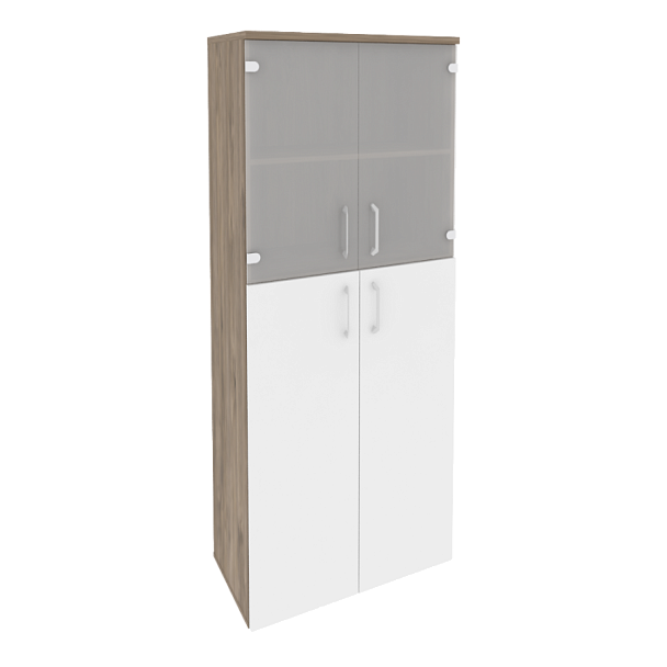 Onix Шкаф высокий широкий O.ST-1.7 Тиквуд темный/Белый бриллиант 800*420*1977 - Вид 1