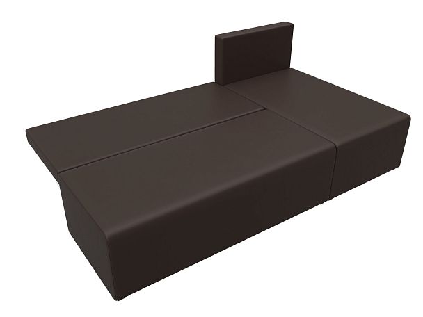 Угловой диван Поло правый (полностью экокожа коричневая) - Вид 8