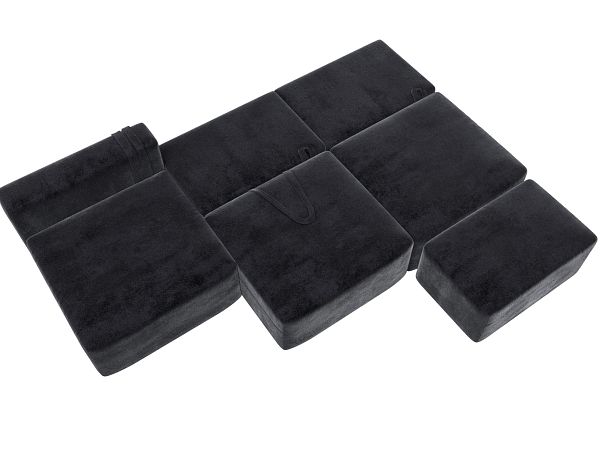 Диван угловой модульный с пуфом Лига-060 НПБ Лонг угол универсальный Велюр серый - Вид 8