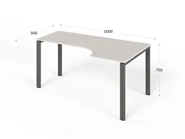 UNITY РМСУ9-16R ДУБ МОЛОЧНЫЙ Стол на металлокаркасе угловой правый 1600х900х750 - Фото предпросмотра