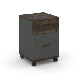 Concept Тумба мобильная 1 ящ.+1 распаш. фасад CN.TUM-009 A Дуб Мали/Антрацит/Металл Антрацит 420*420*615 - Фото предпросмотра