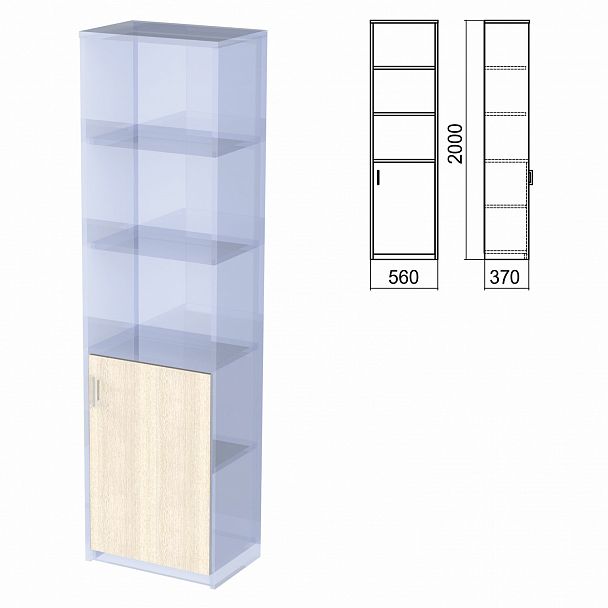Шкаф полузакрытый ЧАСТЬ 2 "Арго", 560х370х2000 мм, дверь, 4 полки, ясень шимо - Вид 2