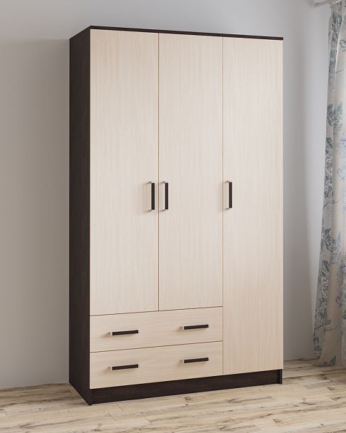 Шкаф комбинированный Лагуна Б/З (2100х1200х510) венге/дуб молочный - Вид 1