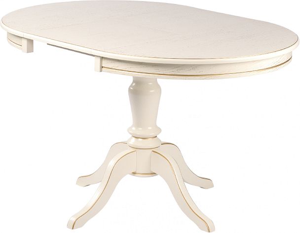 Стол деревянный раздвижной Элат D90(130)х90х76 Слоновая кость с золотой патиной - Вид 6