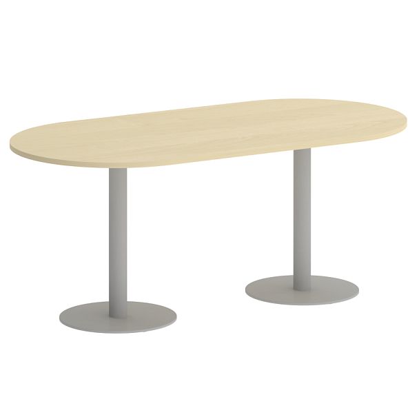 Home Office Стол овальный VR.SP-5-180.1 Клён/Серый металл 1800*900*750 - Вид 1