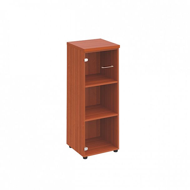 Шкаф для документов средний узкий со стеклянной прозрачной дверью "Патриот" ПТ ОМ 967 орех миланский - Вид 1