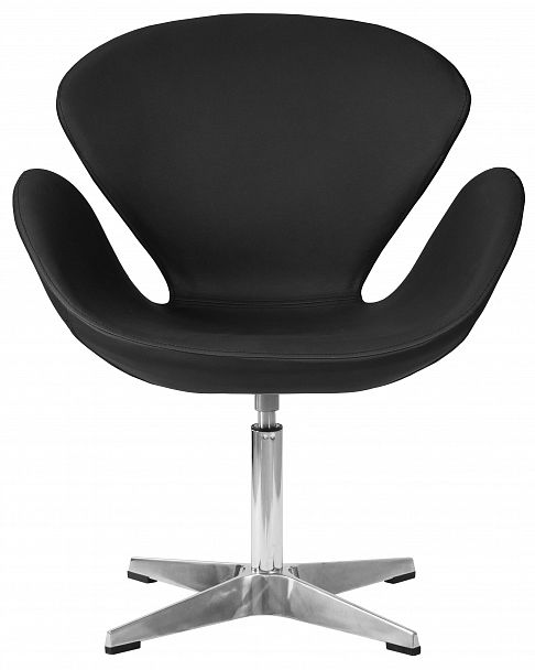 Кресло дизайнерское DOBRIN SWAN (черный кожзам P13, алюминиевое основание) - Вид 6