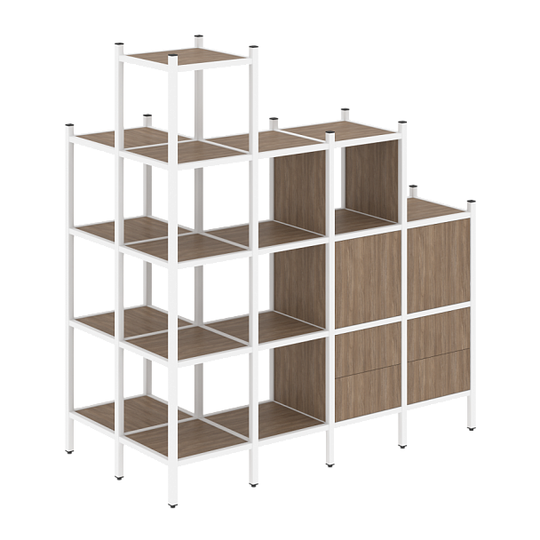 Loft Угловой внешний стеллаж наборный VR.L-58 Дуб аризона/Белый металл 862*1694*1869 - Вид 1
