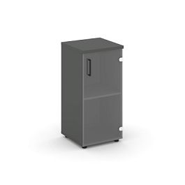 Стайл Проджект Шкаф низкий узкий SN.STU-302(R) Антрацит/Прозрачный/Черный Ручки 400*400*833 - Фото предпросмотра