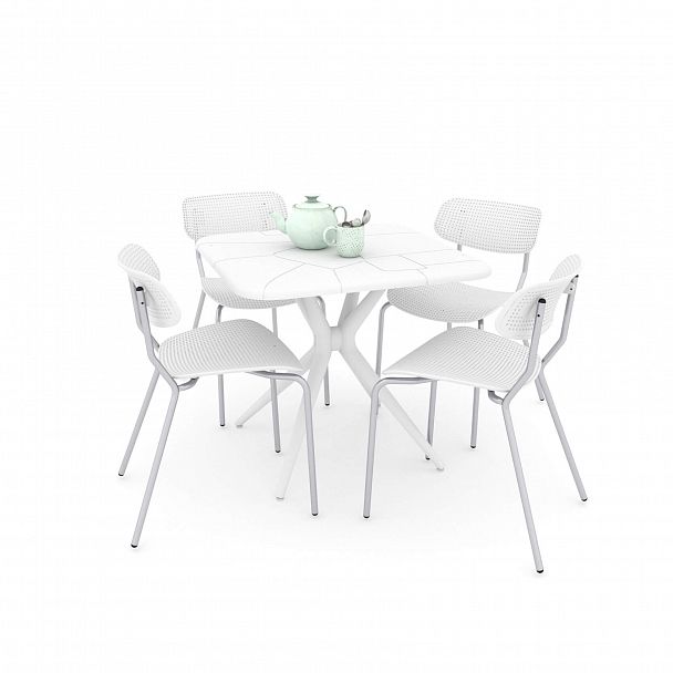 Обеденная группа Sheffilton SHT-DS129 белый/хром лак - Вид 1