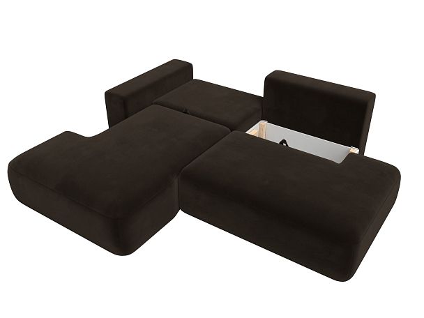 Диван угловой Лига-036 Модерн левый угол Микровельвет коричневый - Вид 7