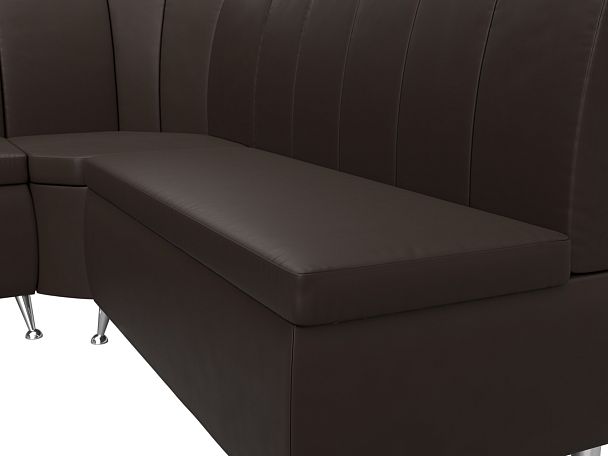 Кухонный угловой диван Кантри левый (полностью экокожа коричневая) - Вид 4