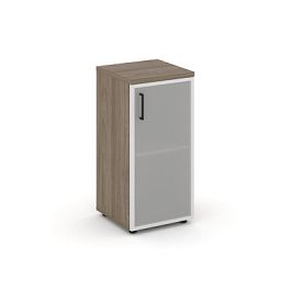 Стайл Проджект Шкаф низкий узкий SN.STU-303(R) Вяз Благородный/Сатин/Черный Ручки 400*400*833 - Фото предпросмотра