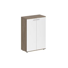 Шкаф средний Sigma 800х400х1200, 2-х дв., з.ст HDF / корпус: дуб темный; фасады: белый - Фото предпросмотра