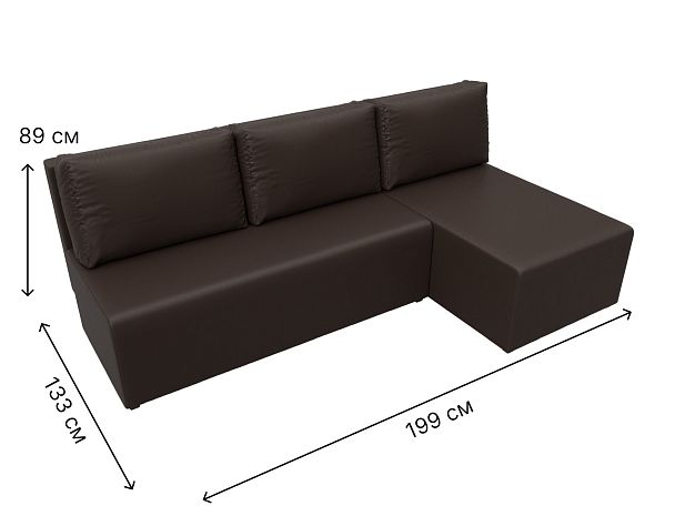 Угловой диван Поло правый (полностью экокожа коричневая) - Вид 9