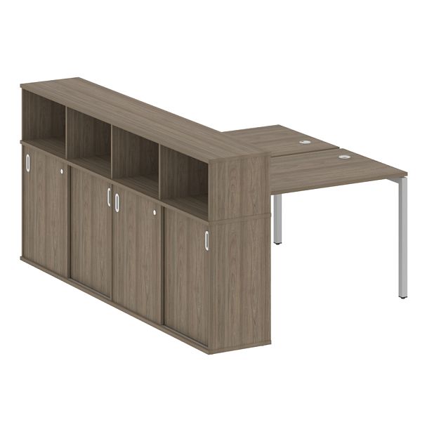 Metal System Quattro Р. ст. с шкафом-купе на П-образном м/к 40БП.РС-СШК-4.2 Т Вяз/Серый металл 1610*2332*1098 - Вид 1