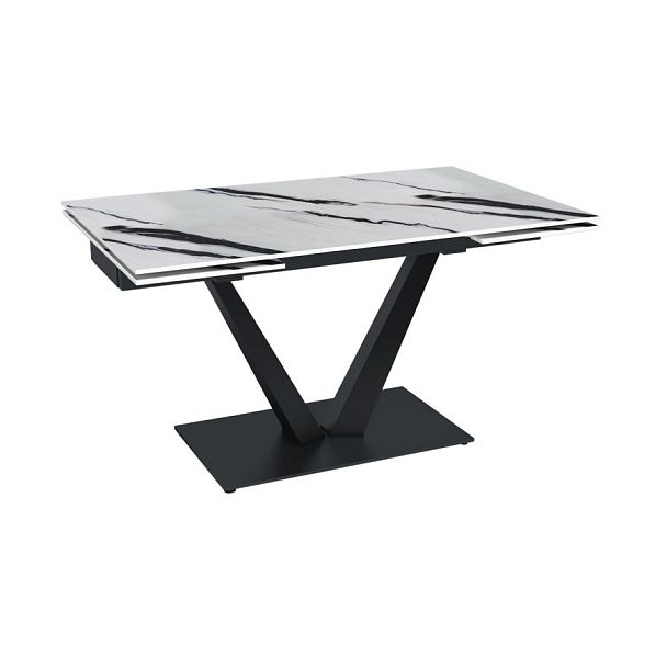 Стол раскладной Malibu (140+40+40), керамика глянцевая Panda White - Вид 1