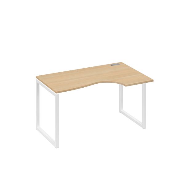 Стол эргономичный правый "Классика" на металлокаркасе QUATTRO A4 А4 Б4 044 БП натуральный дуб / металлокаркас белый - Вид 1