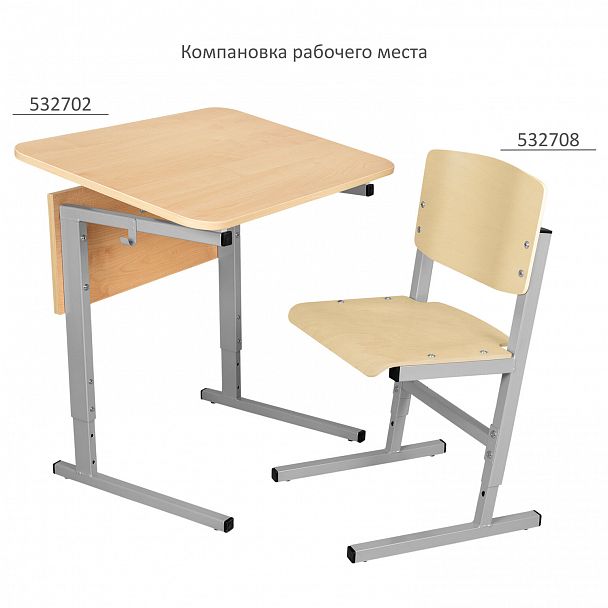 Стол-парта СУТ.54-01, одноместный, регулируемый угол, серый каркас, ЛДСП клён, гр.4-6 - Вид 8
