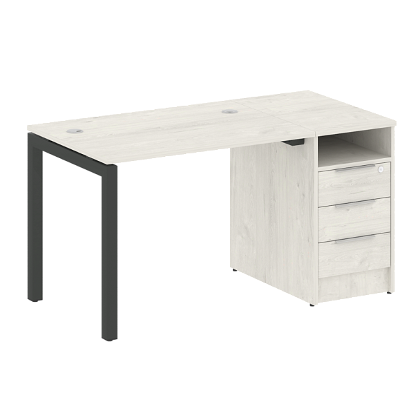 Metal System Quattro Р. ст. с тумбой на П-образном м/к 50БП.РС-СТП-1.1 Дуб наварра/Антрацит металл 1412*720*750 - Вид 1