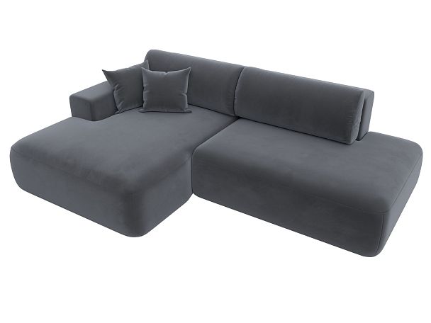 Диван угловой Лига-036 Модерн левый угол Велюр серый - Вид 2