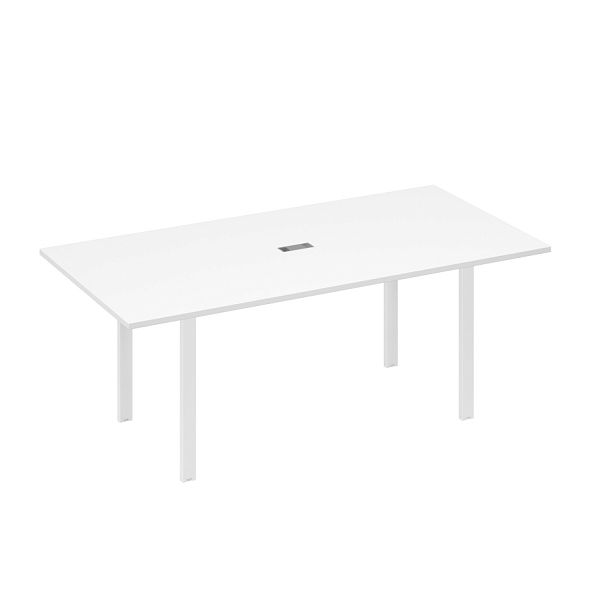 Стол 200 на металлокаркасе UNO в переговорную A4 А4 Б1 123 БП белый премиум / металлокаркас белый - Вид 1