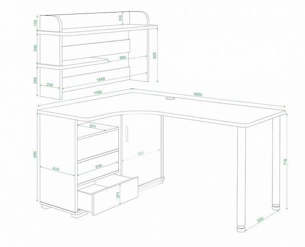 Стол компьютерный Домино СР-165М Белый/Венге левый - Вид 2