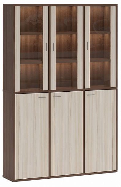 Шкаф-витрина Домино СУ(ш3в2)+3ФГ+3ФС Карамель/Шамони - Вид 1