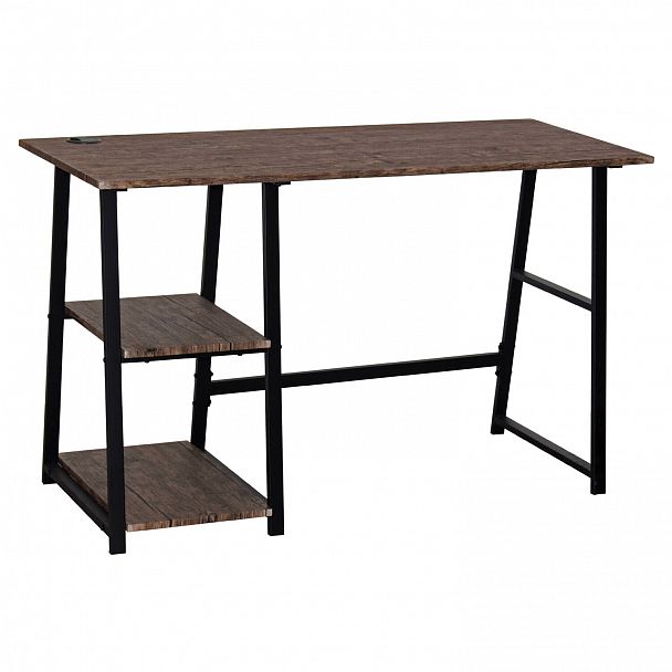 Стол на металлокаркасе BRABIX "LOFT CD-006", 1200х500х730 мм, 2 полки, цвет морёный дуб, 641224 - Вид 3